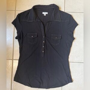 Cache Women’s L Brown Collared Pockets T-Shirt